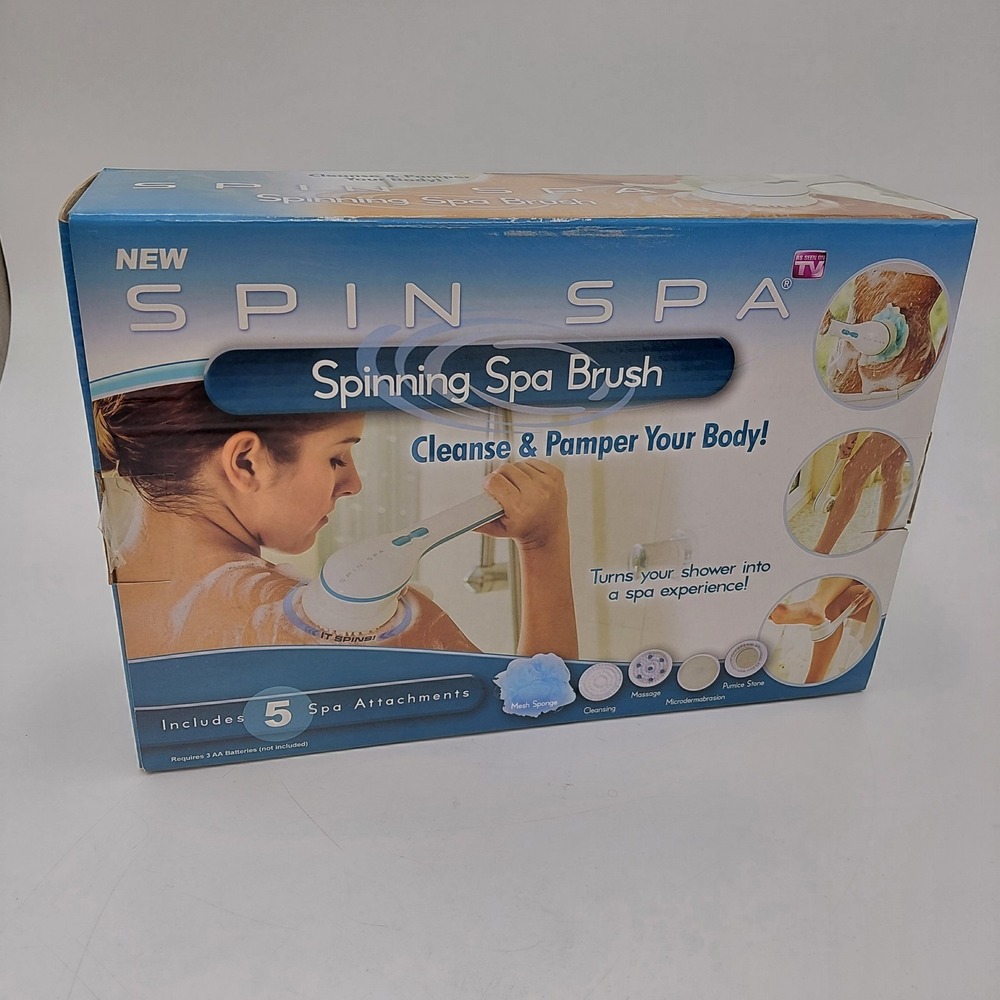 Spin Spa Spinning Spa Body Brush with 5 Attachments New OPEN BOX Shower